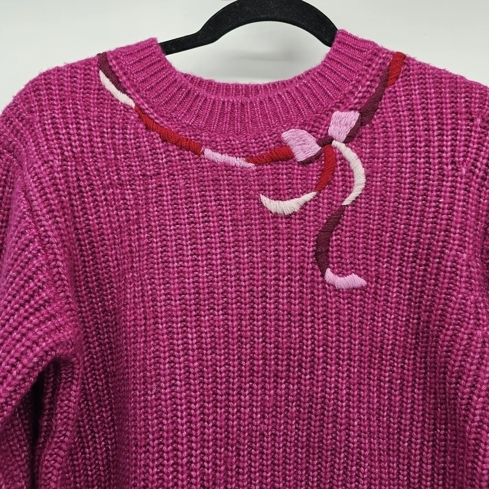 Kate Spade pink bow crew neck sweater women's size extra small